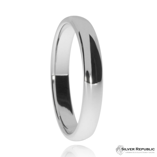 Stříbrný snubní prsten, úzký zaoblený
