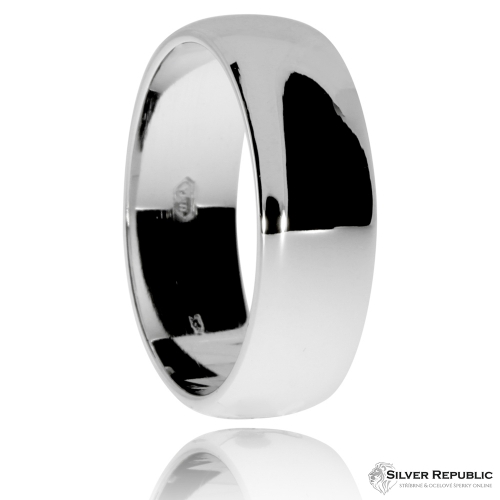 Stříbrný prsten snubního typu, širší