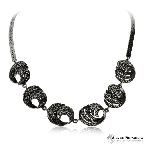 Stříbrný náhrdelník s markazity, spirály