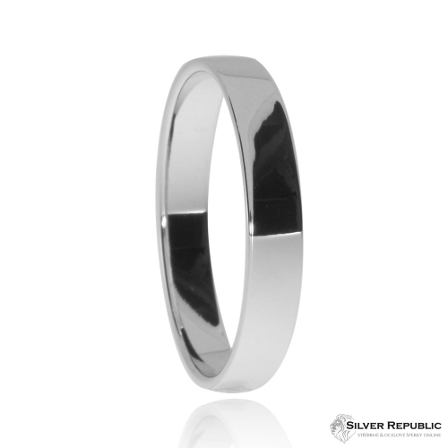Stříbrný prsten snubního typu úzký, rovné hrany 