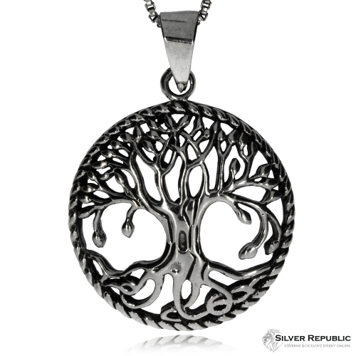 Stříbrný přívěsek - Kruh se stromem života