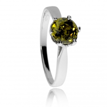 Stříbrný prsten se zirkonem (cubic zirconia) - Zelený kámen