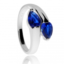 Stříbrný prsten s modrými syntetickými kameny, kapky