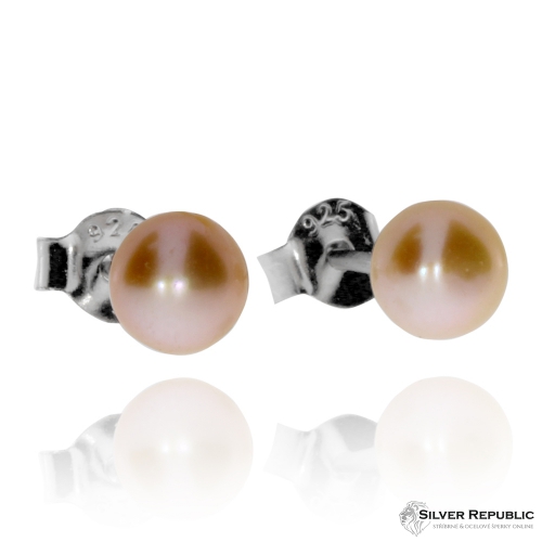 Stříbrné náušnice s perlou (říční perla), bodové