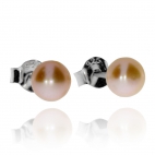 Stříbrné náušnice s perlou (říční perla), bodové