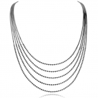 Stříbrný náhrdelník - Více řad zdobených kuličkami 