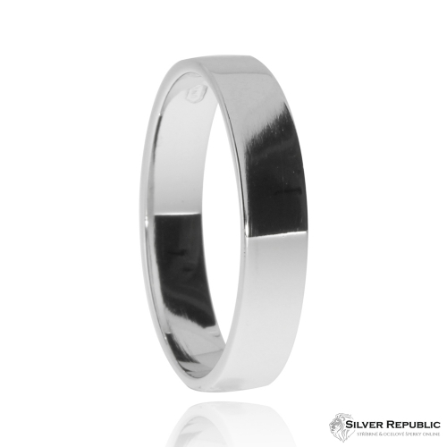 Stříbrný snubní prsten, rovné okraje