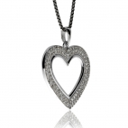 Stříbrný přívěsek se zirkonovými (cubic zirconia) kameny - srdce s povrchovou úpravou rhodiované stříbro