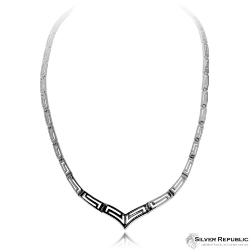 Stříbrný náhrdelník s motivem řeckého vzoru, špička 