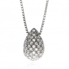 Stříbrný náhrdelník s přívěskem ve  tvaru kapky s diamanty 