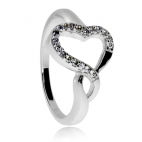 Stříbrný prsten se zirkony (cubic zirkonia) zvlněné srdce