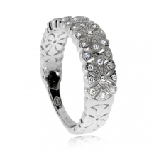 Stříbrný prsten se zirkony (cubic zirconia) třpytivé květiny