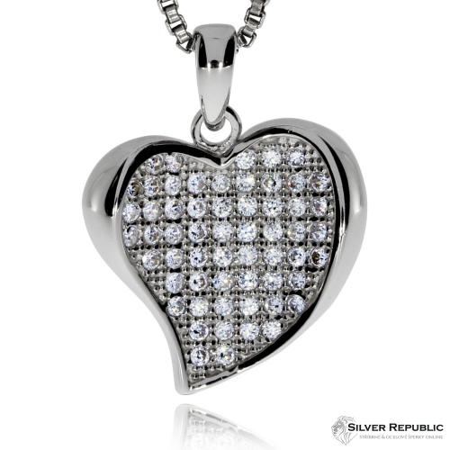 Stříbrný přívěsek se zirkony (cubic zirconia) zvlněné srdce
