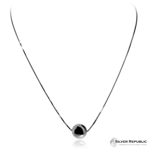 Stříbrný náhrdelník s ozdobnou lesklou kuličkou - 40 cm