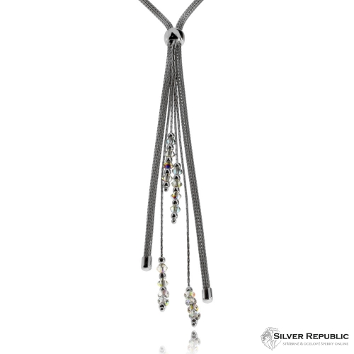 Stříbrná sada s křišťálovými ozdobami Swarovski