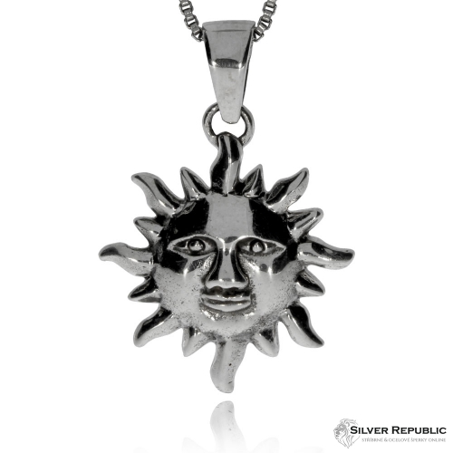 Stříbrná sada šperků - Slunce s obličejem