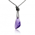 Stříbrný náhrdelník s přívěskem Swarovski - Krystal ve fialové barvě