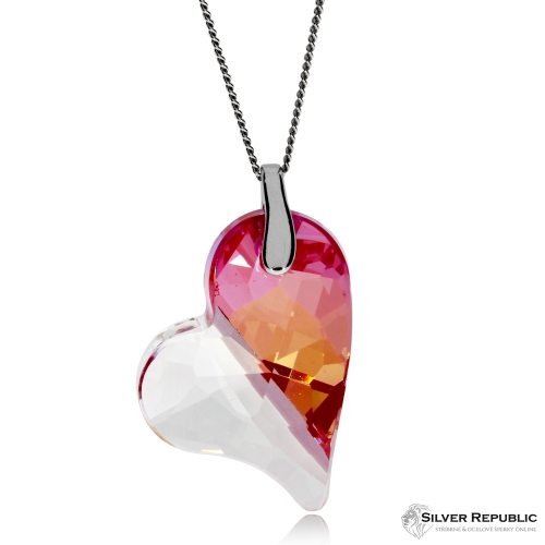 Stříbrný náhrdelník Preciosa Lover´s Love Fuchsia 6693 55L - 45cm