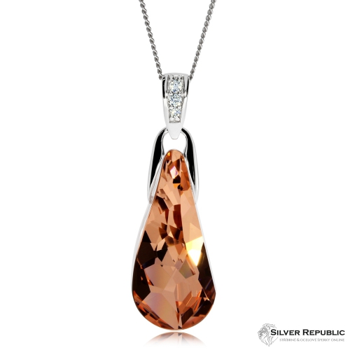 Stříbrný náhrdelník Preciosa Crystal Beauty Apricot 6800 49L - 45cm