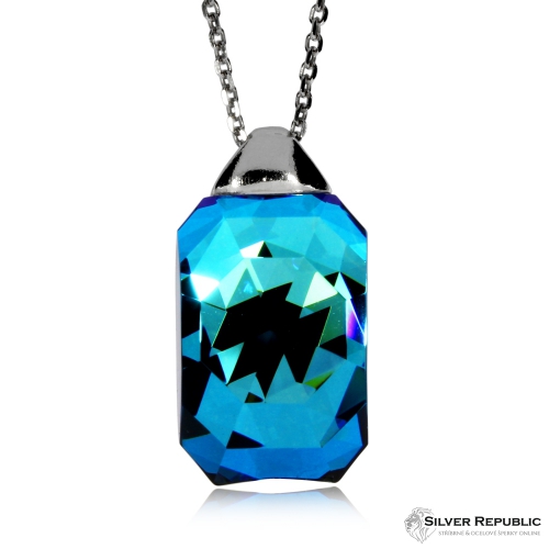 Stříbrný náhrdelník Preciosa Miltonia Bermuda Blue 6248 46L - 45cm