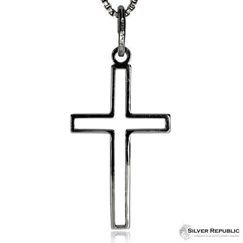 Stříbrný přívěsek - Kříž tvořený liniemi