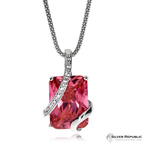 Stříbrný náhrdelník Preciosa Graceful Rosa 5028 69L - 45cm