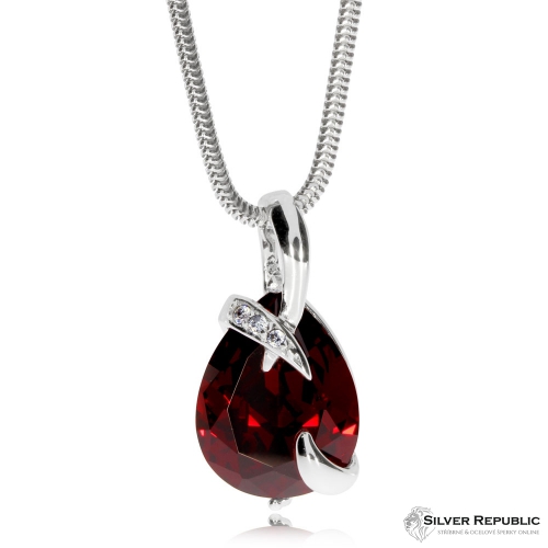 Stříbrný náhrdelník Preciosa Dainty Garnet 5035 63L - 45cm 