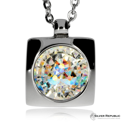 Ocelový náhrdelník Preciosa Livia Elegant Crystal AB 7153 42L - 45cm