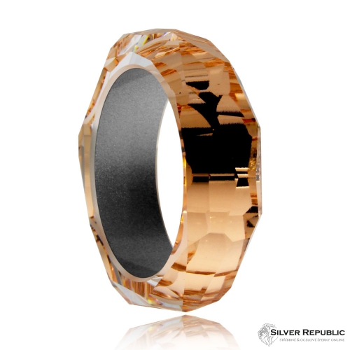 Skleněný prsten Preciosa Créativité Apricot S000 49