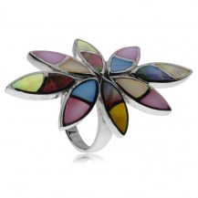 Stříbrný prsten s perletí - květina 