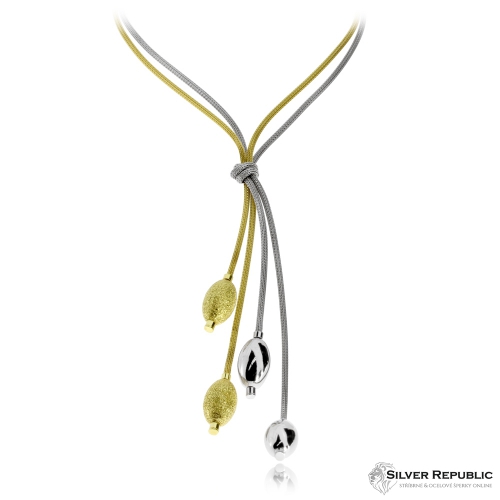 Stříbrný náhrdelník - Uzel s dvoubarevnými ovály