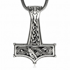 Stříbrný přívěsek - Thorovo kladivo zdobené hadem