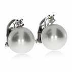 Stříbrné náušnice se zirkony (cubic zirconia) a perlami (syntetická perla) - Klipsové pecky