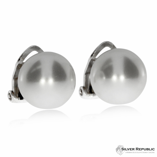 Stříbrné náušnice s perlami (perla syntetická) - Klipsy