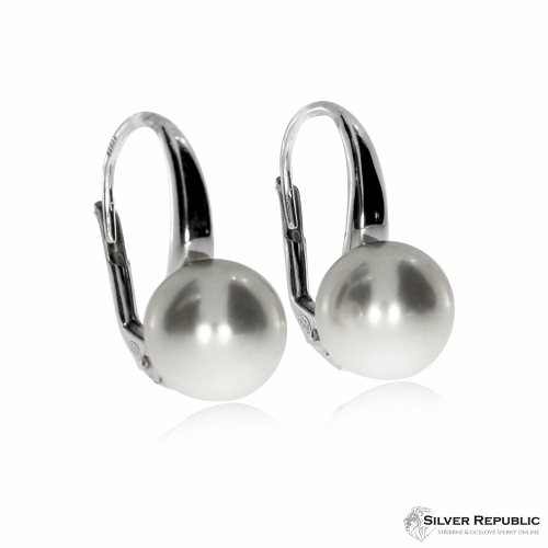 Stříbrné náušnice s perlou (syntetická perla) - Klapky