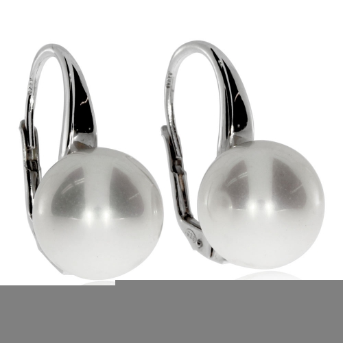 Stříbrné náušnice na patent s umělou perlou