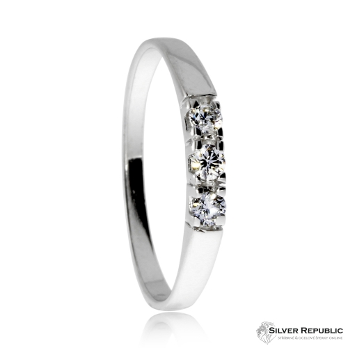 Stříbrný prsten ARETE  s diamanty v řádce - celkem 0,15 ct