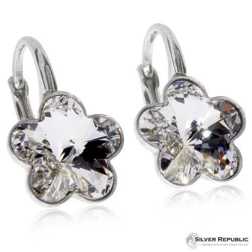 Stříbrné náušnice s krystaly Swarovski - Květiny