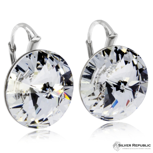 Stříbrné visací náušnice se Swarovski krystaly v čiré barvě - 18mm