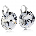 Stříbrné visací náušnice se Swarovski krystaly v čiré barvě - 18mm