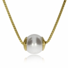 Stříbrný pozlacený náhrdelník s malou perličkou 