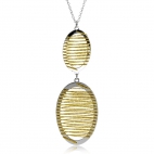 Stříbrný náhrdelník - Dva ovály s protaženými pozlacenými strunami