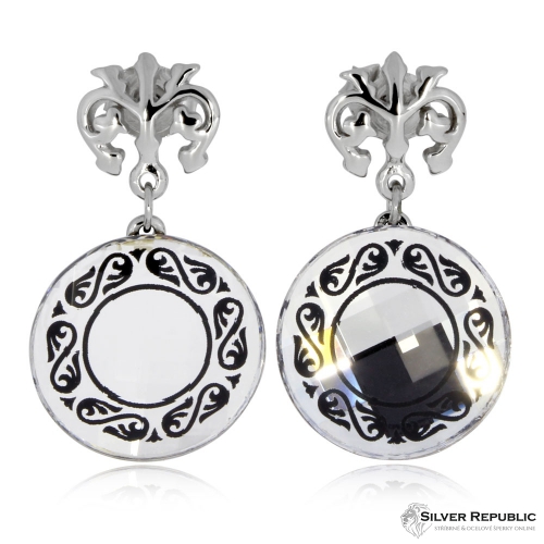 Stříbrné náušnice Preciosa Magical Ornament Black 6027 20