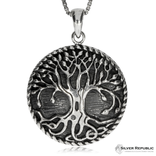 Stříbrný přívěsek - Symbol stromu života s pupeny na větvích