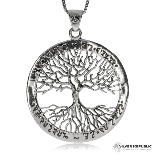 Stříbrný přívěsek - Strom života s nápisem v kruhu
