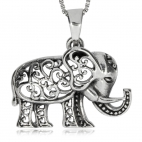 Stříbrný přívěsek - Slon s nevšedním zdobením
