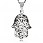 Stříbrný přívěsek - Ochranný amulet ruky s okem