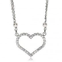 Stříbrný náhrdelník  - Srdce z kamenů čiré kubické zirkonie
