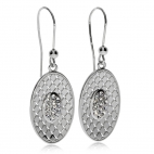 Stříbrné visací náušnice oválné s křišťálem Swarovski