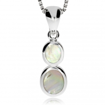 Stříbrný přívěsek - Bílá perleť ve dvou oválcích